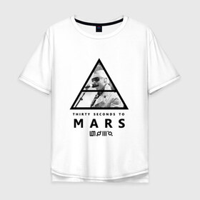 Мужская футболка хлопок Oversize с принтом Thirty Seconds to Mars в Петрозаводске, 100% хлопок | свободный крой, круглый ворот, “спинка” длиннее передней части | 30 seconds to mars | 30 секунд до марса | 30stm | thirty seconds to mars | альтернативный | гранж | группа | джаред | лето | нео | орел | пост | прогрессивны | прогрессивный | рок | хард | шеннон