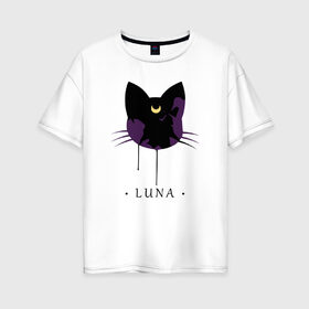 Женская футболка хлопок Oversize с принтом Luna в Петрозаводске, 100% хлопок | свободный крой, круглый ворот, спущенный рукав, длина до линии бедер
 | anime | sailor moon | аниме | сейлор мун