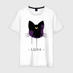 Мужская футболка хлопок с принтом Luna в Петрозаводске, 100% хлопок | прямой крой, круглый вырез горловины, длина до линии бедер, слегка спущенное плечо. | anime | sailor moon | аниме | сейлор мун