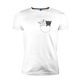 Мужская футболка премиум с принтом Кисы в Петрозаводске, 92% хлопок, 8% лайкра | приталенный силуэт, круглый вырез ворота, длина до линии бедра, короткий рукав | anime | cat | sailor moon | аниме | кисы | сейлор мун