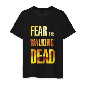 Мужская футболка хлопок с принтом Fear the walking dead в Петрозаводске, 100% хлопок | прямой крой, круглый вырез горловины, длина до линии бедер, слегка спущенное плечо. | 