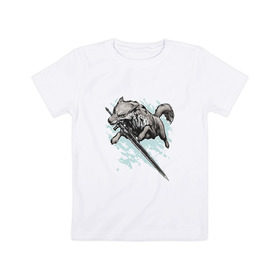 Детская футболка хлопок с принтом The Swordswolf в Петрозаводске, 100% хлопок | круглый вырез горловины, полуприлегающий силуэт, длина до линии бедер | дарк соулс