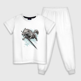 Детская пижама хлопок с принтом The Swordswolf в Петрозаводске, 100% хлопок |  брюки и футболка прямого кроя, без карманов, на брюках мягкая резинка на поясе и по низу штанин
 | дарк соулс