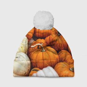 Шапка 3D c помпоном с принтом тыквы в Петрозаводске, 100% полиэстер | универсальный размер, печать по всей поверхности изделия | halloween | дача | овощи | октябрь | оранжевый | осень | сентябрь | тыква | хеллуин