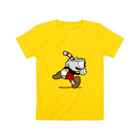 Детская футболка хлопок с принтом Cuphead в Петрозаводске, 100% хлопок | круглый вырез горловины, полуприлегающий силуэт, длина до линии бедер | 