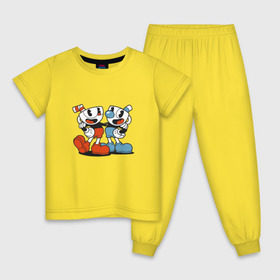 Детская пижама хлопок с принтом Cuphead в Петрозаводске, 100% хлопок |  брюки и футболка прямого кроя, без карманов, на брюках мягкая резинка на поясе и по низу штанин
 | cuphead