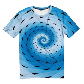 Мужская футболка 3D с принтом Галлюцинация Спираль в Петрозаводске, 100% полиэфир | прямой крой, круглый вырез горловины, длина до линии бедер | линии | узоры