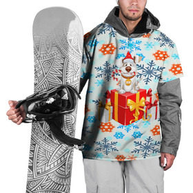 Накидка на куртку 3D с принтом Новогодний щенок! в Петрозаводске, 100% полиэстер |  | Тематика изображения на принте: 