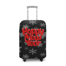 Чехол для чемодана 3D с принтом Счастливого нового года! в Петрозаводске, 86% полиэфир, 14% спандекс | двустороннее нанесение принта, прорези для ручек и колес | new year | santa | год собаки | дед мороз | елка | елочки | новогодний | новый год | подарки | рождество | сантаклаус | снег | снежинки | собака