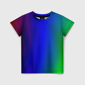 Детская футболка 3D с принтом Цветной градиент в Петрозаводске, 100% гипоаллергенный полиэфир | прямой крой, круглый вырез горловины, длина до линии бедер, чуть спущенное плечо, ткань немного тянется | абстракция | градиент | зеленый | модные | розовый | синий | цвет | цветные | яркие