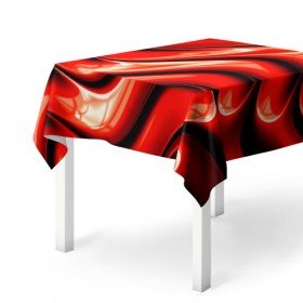 Скатерть 3D с принтом Жидкие металл (красный) в Петрозаводске, 100% полиэстер (ткань не мнется и не растягивается) | Размер: 150*150 см | абстракция | блеск | блики | краска | линии | металл | отражение | узоры