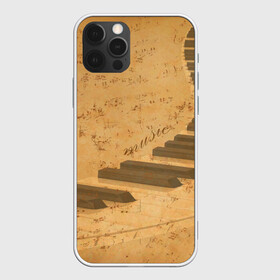 Чехол для iPhone 12 Pro с принтом Клавиши пианино в Петрозаводске, силикон | область печати: задняя сторона чехла, без боковых панелей | Тематика изображения на принте: для | до | клавиши | ля | мелодия | ми | музыка | музыканта | ноты | оркестр | пианино | подарок | ре | рояль | си | соль | стан | фа