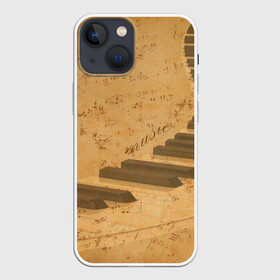 Чехол для iPhone 13 mini с принтом Клавиши пианино в Петрозаводске,  |  | для | до | клавиши | ля | мелодия | ми | музыка | музыканта | ноты | оркестр | пианино | подарок | ре | рояль | си | соль | стан | фа