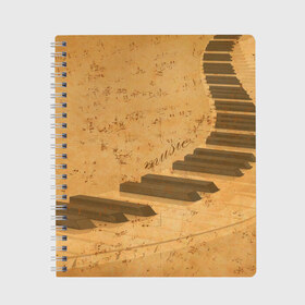 Тетрадь с принтом Клавиши пианино в Петрозаводске, 100% бумага | 48 листов, плотность листов — 60 г/м2, плотность картонной обложки — 250 г/м2. Листы скреплены сбоку удобной пружинной спиралью. Уголки страниц и обложки скругленные. Цвет линий — светло-серый
 | Тематика изображения на принте: для | до | клавиши | ля | мелодия | ми | музыка | музыканта | ноты | оркестр | пианино | подарок | ре | рояль | си | соль | стан | фа