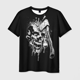 Мужская футболка 3D с принтом Зомби в Петрозаводске, 100% полиэфир | прямой крой, круглый вырез горловины, длина до линии бедер | art | eyes | skull | zombie | апокалипсис | армагеддон | глаза | искусство | монстр | скелет | топор | череп