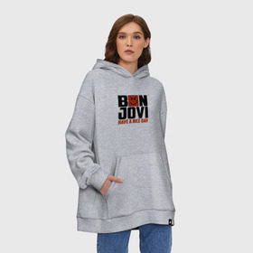 Худи SuperOversize хлопок с принтом Bon Jovi, have a nice day в Петрозаводске, 70% хлопок, 30% полиэстер, мягкий начес внутри | карман-кенгуру, эластичная резинка на манжетах и по нижней кромке, двухслойный капюшон
 | bon jovi | бон | бон джови | глэм | группа | джови | джон | метал | рок | хард