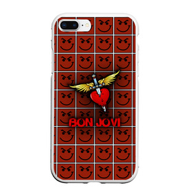 Чехол для iPhone 7Plus/8 Plus матовый с принтом Смайлы Bon Jovi в Петрозаводске, Силикон | Область печати: задняя сторона чехла, без боковых панелей | bon jovi | бон | бон джови | глэм | группа | джови | джон | рок | хард