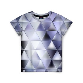 Детская футболка 3D с принтом Metallic triangles в Петрозаводске, 100% гипоаллергенный полиэфир | прямой крой, круглый вырез горловины, длина до линии бедер, чуть спущенное плечо, ткань немного тянется | текстура | треугольник