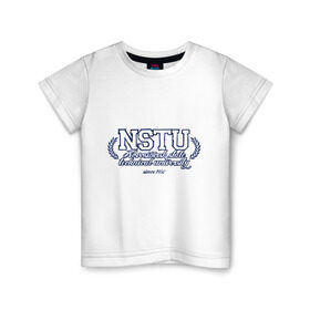 Детская футболка хлопок с принтом НГТУ в Петрозаводске, 100% хлопок | круглый вырез горловины, полуприлегающий силуэт, длина до линии бедер | вуз | нгту | новосибирск | университет
