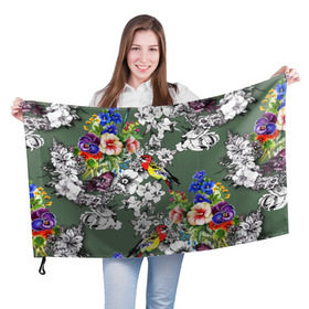 Флаг 3D с принтом Райский остров в Петрозаводске, 100% полиэстер | плотность ткани — 95 г/м2, размер — 67 х 109 см. Принт наносится с одной стороны | арт | краска | попугаи | попугай | прикольные | рай | тропики | цветные | цветок | цветы