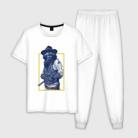 Мужская пижама хлопок с принтом Billy Bob Wild Coon в Петрозаводске, 100% хлопок | брюки и футболка прямого кроя, без карманов, на брюках мягкая резинка на поясе и по низу штанин
 | 