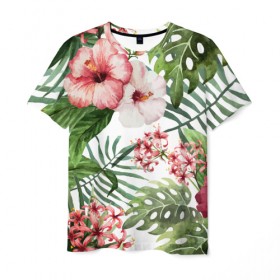Мужская футболка 3D с принтом Таинственный остров в Петрозаводске, 100% полиэфир | прямой крой, круглый вырез горловины, длина до линии бедер | vppdgryphon | арт | краска | остров | тропики | цветные | цветок | цветы