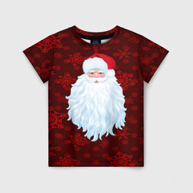 Детская футболка 3D с принтом Санта Клаус в Петрозаводске, 100% гипоаллергенный полиэфир | прямой крой, круглый вырез горловины, длина до линии бедер, чуть спущенное плечо, ткань немного тянется | christmas | new year | santa | дед мороз | елка | елочки | новогодний | новый год | рождество | сантаклаус | снег | снежинки