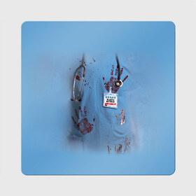 Магнит виниловый Квадрат с принтом Костюм врача кровь в Петрозаводске, полимерный материал с магнитным слоем | размер 9*9 см, закругленные углы | больница | врач | доктор | клиника | кровь