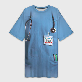 Платье-футболка 3D с принтом Костюм врача в Петрозаводске,  |  | больница | врач | градусник | доктор | интерн | клиника | медбрат | медсестра | поликлиника | стетоскоп | фонендоскоп
