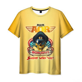 Мужская футболка 3D с принтом Bon Jovi, slippery when wet в Петрозаводске, 100% полиэфир | прямой крой, круглый вырез горловины, длина до линии бедер | bon jovi | бон джови | глэм | группа | метал | поп | попрок | рок | софт | хард | хеви | хевиметал