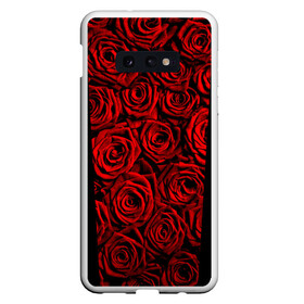 Чехол для Samsung S10E с принтом RED ROSES КРАСНЫЕ РОЗЫ в Петрозаводске, Силикон | Область печати: задняя сторона чехла, без боковых панелей | Тематика изображения на принте: букет | красный | лепестки | модные | полосы | природа | растения | розочки | розы | сад | тренды | цвет | цветы | черный