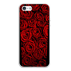 Чехол для iPhone 5/5S матовый с принтом RED ROSES КРАСНЫЕ РОЗЫ в Петрозаводске, Силикон | Область печати: задняя сторона чехла, без боковых панелей | букет | красный | лепестки | модные | полосы | природа | растения | розочки | розы | сад | тренды | цвет | цветы | черный