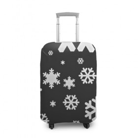 Чехол для чемодана 3D с принтом Снежинки в Петрозаводске, 86% полиэфир, 14% спандекс | двустороннее нанесение принта, прорези для ручек и колес | christmas | new year | santa | дед мороз | елка | елочки | новогодний | новый год | рождество | сантаклаус | снег | снежинки