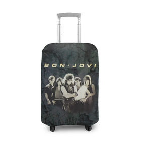 Чехол для чемодана 3D с принтом Группа Bon Jovi в Петрозаводске, 86% полиэфир, 14% спандекс | двустороннее нанесение принта, прорези для ручек и колес | bon jovi | бон | бон джови | глэм | группа | джови | джон | рок | хард
