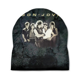 Шапка 3D с принтом Группа Bon Jovi в Петрозаводске, 100% полиэстер | универсальный размер, печать по всей поверхности изделия | bon jovi | бон | бон джови | глэм | группа | джови | джон | рок | хард
