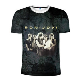 Мужская футболка 3D спортивная с принтом Группа Bon Jovi в Петрозаводске, 100% полиэстер с улучшенными характеристиками | приталенный силуэт, круглая горловина, широкие плечи, сужается к линии бедра | bon jovi | бон | бон джови | глэм | группа | джови | джон | рок | хард