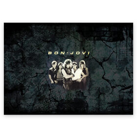 Поздравительная открытка с принтом Группа Bon Jovi в Петрозаводске, 100% бумага | плотность бумаги 280 г/м2, матовая, на обратной стороне линовка и место для марки
 | Тематика изображения на принте: bon jovi | бон | бон джови | глэм | группа | джови | джон | рок | хард