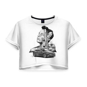 Женская футболка 3D укороченная с принтом Илон Маск в Петрозаводске, 100% полиэстер | круглая горловина, длина футболки до линии талии, рукава с отворотами | hyperloop | pay pal | space x | tesla | гений | день космонавтики | полет на марс | тесла | электрокар | электромобиль