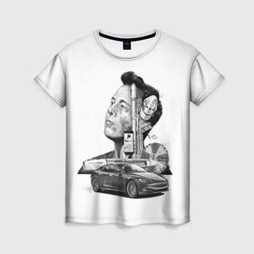 Женская футболка 3D с принтом Илон Маск в Петрозаводске, 100% полиэфир ( синтетическое хлопкоподобное полотно) | прямой крой, круглый вырез горловины, длина до линии бедер | hyperloop | pay pal | space x | tesla | гений | день космонавтики | полет на марс | тесла | электрокар | электромобиль