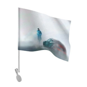 Флаг для автомобиля с принтом Бегущий по лезвию в Петрозаводске, 100% полиэстер | Размер: 30*21 см | 2049 | blade runner | cyberpunk | андроид | бегущий по лезвию | кей | киберпанк | репликант | рик декарт