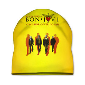 Шапка 3D с принтом Группа Bon Jovi в Петрозаводске, 100% полиэстер | универсальный размер, печать по всей поверхности изделия | bon jovi | бон | бон джови | глэм | группа | джови | джон | рок | хард