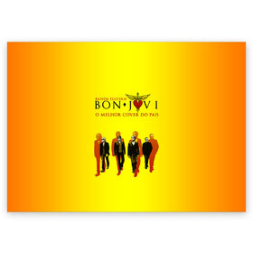 Поздравительная открытка с принтом Группа Bon Jovi в Петрозаводске, 100% бумага | плотность бумаги 280 г/м2, матовая, на обратной стороне линовка и место для марки
 | Тематика изображения на принте: bon jovi | бон | бон джови | глэм | группа | джови | джон | рок | хард