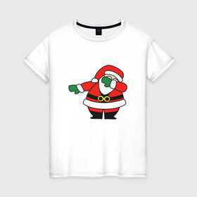 Женская футболка хлопок с принтом Дед Мороз DAB в Петрозаводске, 100% хлопок | прямой крой, круглый вырез горловины, длина до линии бедер, слегка спущенное плечо | 