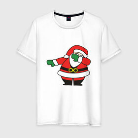 Мужская футболка хлопок с принтом Дед Мороз DAB в Петрозаводске, 100% хлопок | прямой крой, круглый вырез горловины, длина до линии бедер, слегка спущенное плечо. | Тематика изображения на принте: 