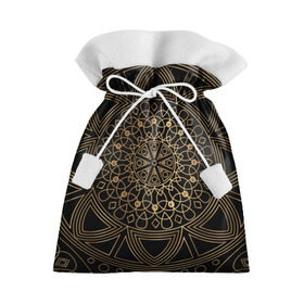 Подарочный 3D мешок с принтом Золотая мандала в Петрозаводске, 100% полиэстер | Размер: 29*39 см | орнамент | узоры | фрактал
