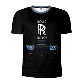 Мужская футболка 3D спортивная с принтом Rolls Royce phantom в Петрозаводске, 100% полиэстер с улучшенными характеристиками | приталенный силуэт, круглая горловина, широкие плечи, сужается к линии бедра | luxury | phantom | rich | rolls royce | rr | авто | автомобили | бренд | известные | логотип | машина | надписи | огни | ролс ройс | роскошь | тень | фары | черный
