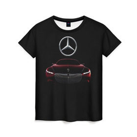 Женская футболка 3D с принтом Мерседес Будущего в Петрозаводске, 100% полиэфир ( синтетическое хлопкоподобное полотно) | прямой крой, круглый вырез горловины, длина до линии бедер | mercedes | марка | машины | мерседес