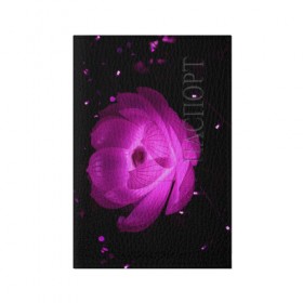 Обложка для паспорта матовая кожа с принтом Цветок в Петрозаводске, натуральная матовая кожа | размер 19,3 х 13,7 см; прозрачные пластиковые крепления | лепестки | модные | природа | растения | розовый | тренды | фон | цвет | цветок | цветы | черный