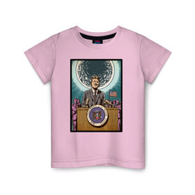 Детская футболка хлопок с принтом Джон Кеннеди в Петрозаводске, 100% хлопок | круглый вырез горловины, полуприлегающий силуэт, длина до линии бедер | apollo | nasa | usa | аполлон | высадка на луну | космическая гонка | луна | лунная программа | наса | президент америки | сша