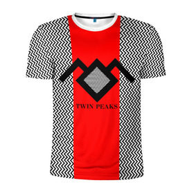 Мужская футболка 3D спортивная с принтом Twin Peaks в Петрозаводске, 100% полиэстер с улучшенными характеристиками | приталенный силуэт, круглая горловина, широкие плечи, сужается к линии бедра | twin peaks | абстракция | арт | зигзаговые | лого | надпись | полосы | сериал | твин пикс | фильмы
